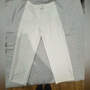 WAYF Cream Wide-Leg Trousers